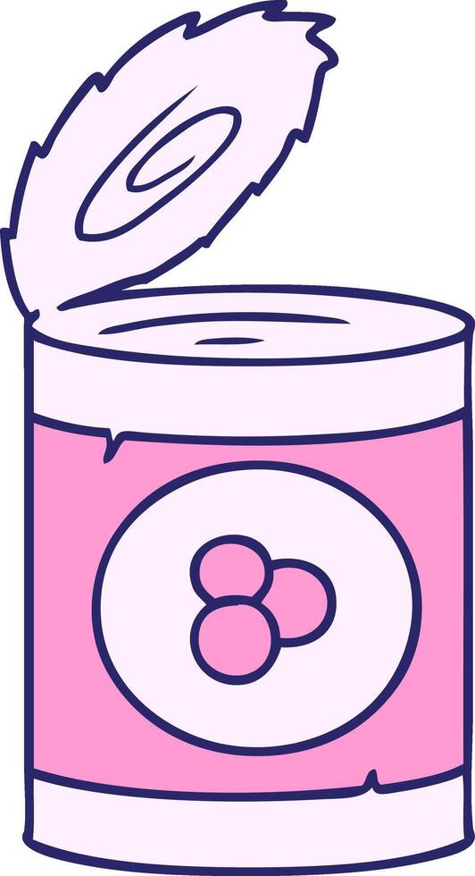 A can of food with a lid open vector