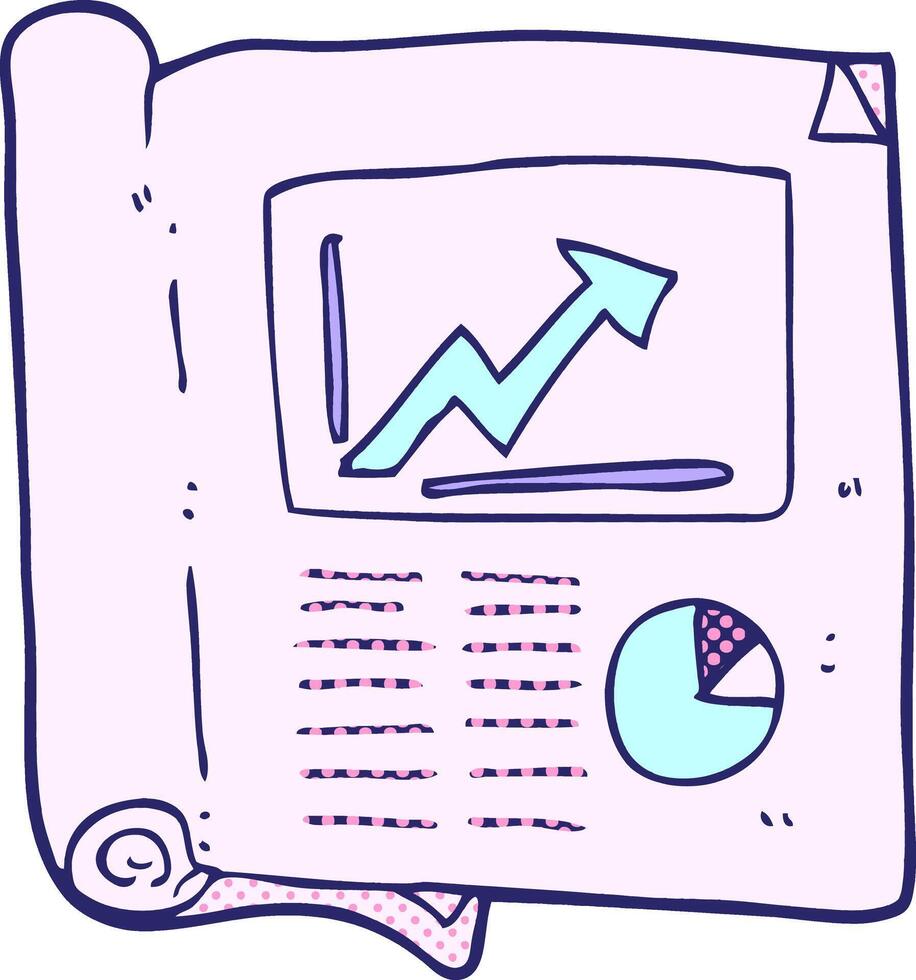 A newspaper with a graph and a pie chart vector