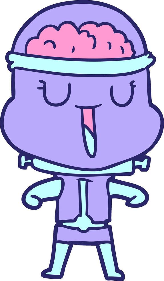 A cartoon character with a brain in a helmet vector