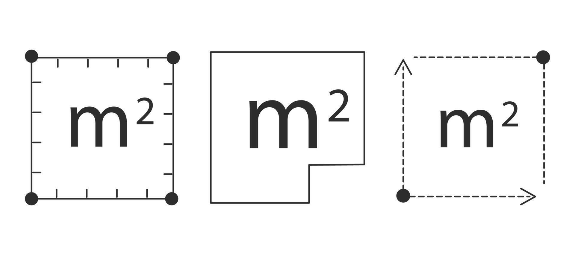 Square meter icon line quantity area, m2 measuring area sign symbol. Simple territory measurements. Flat area square meter. vector