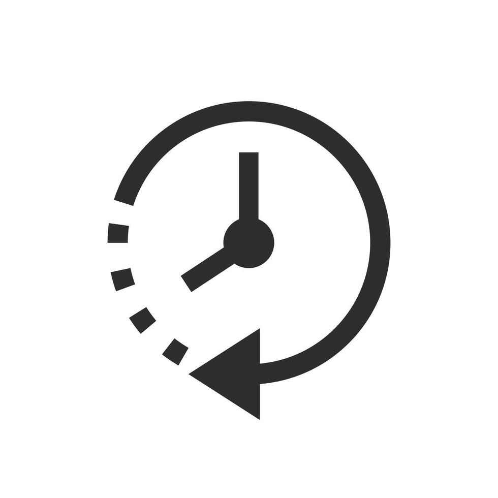 deadline time icon, clock, interval timer, fast hour, instant or short period, flat illustration vector