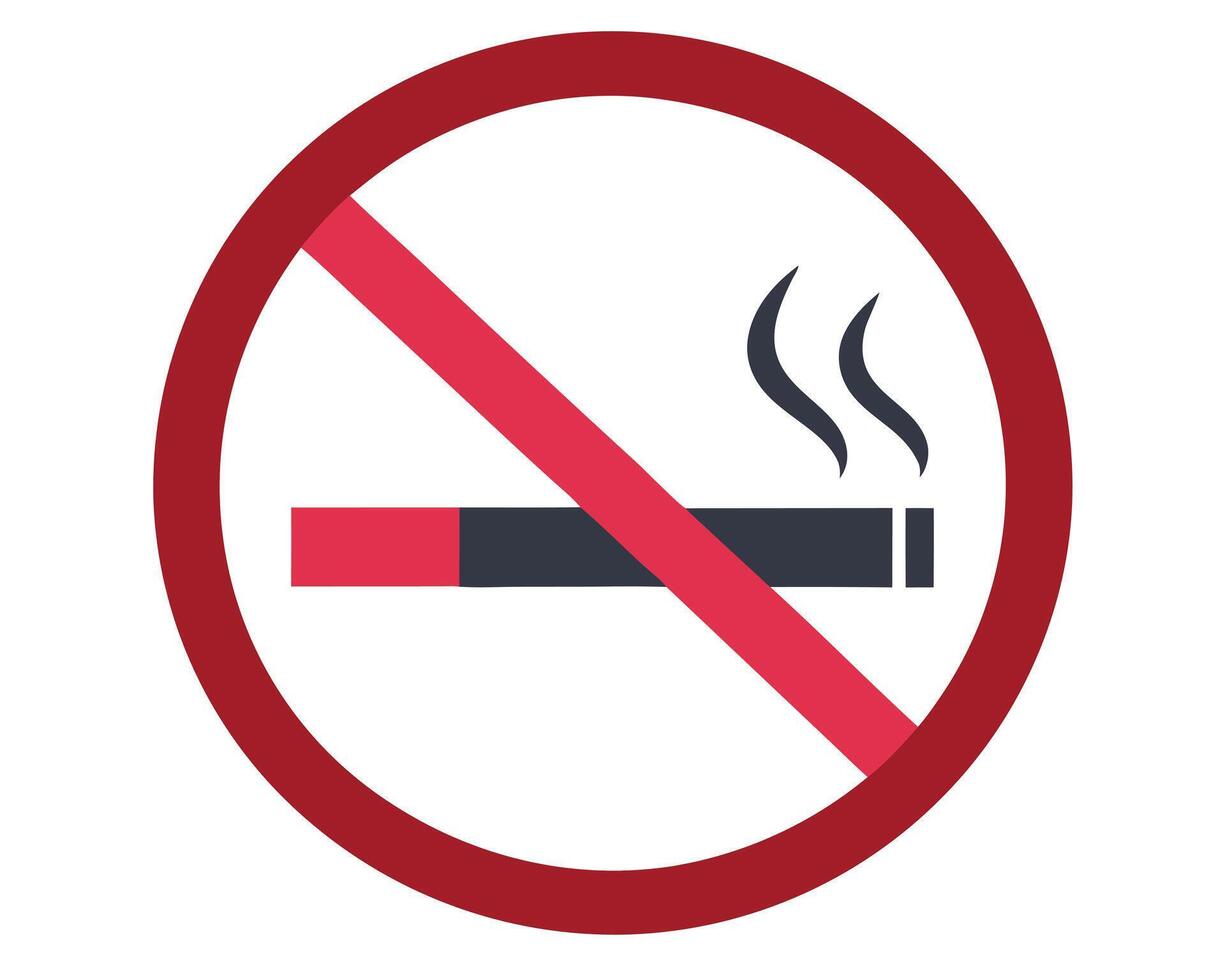 Prohibition Sign Striking Red Circle Graphic Design Depicting a Crossed-Out Cigarette, Emphasizing a No Smoking Policy in Public Spaces. vector