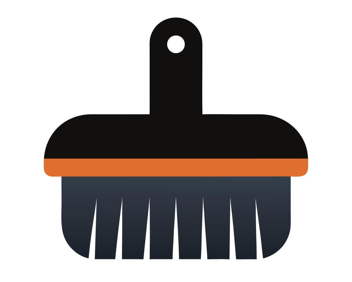 Efficient Cleaning Brush Icon A Simple, Black and Orange Dustpan Brush for Swift and Easy Cleaning Tasks vector