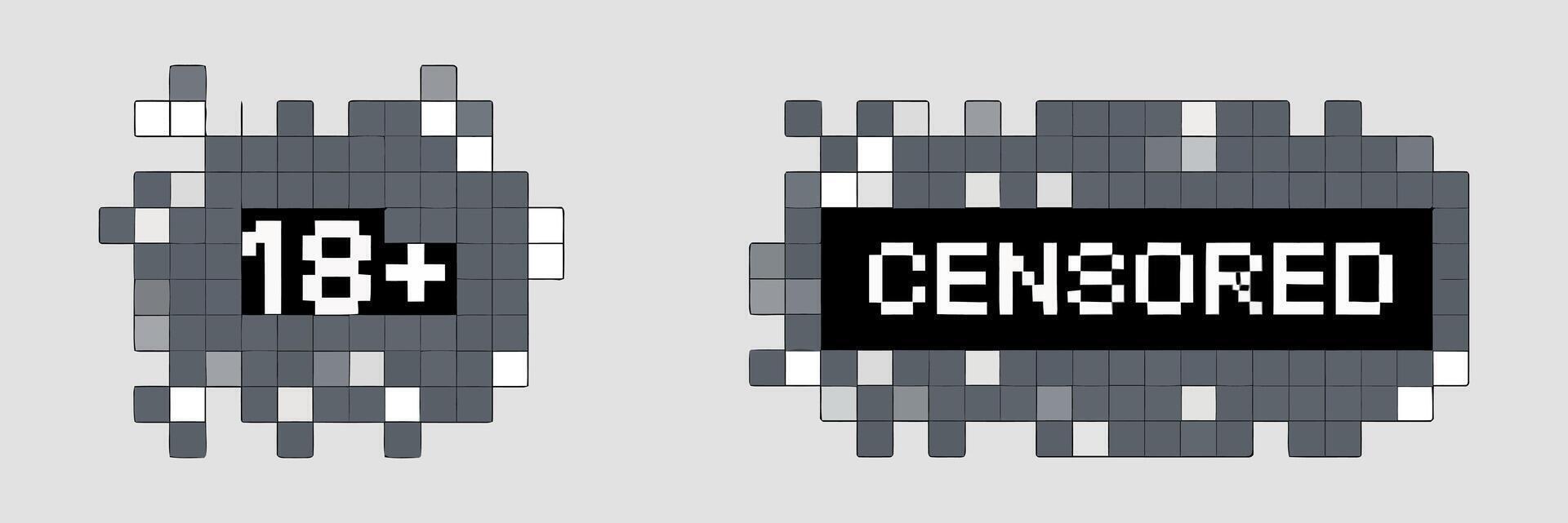 Pixelated Eighteen Plus Symbol with Blurred Edges for Content Restriction and Age Verification on Digital Platforms vector