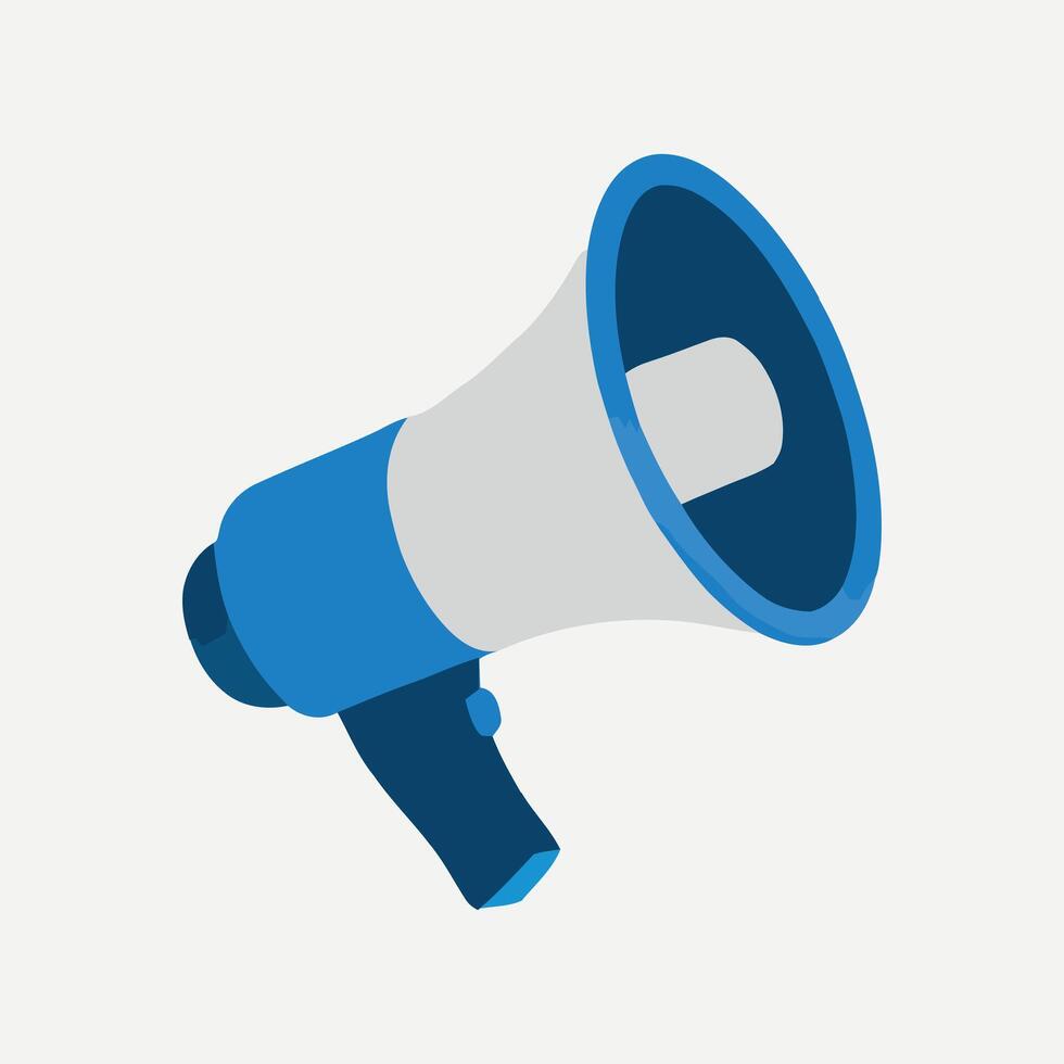 Loudspeaker Megaphone Icon for Announcements and Communication in Blue and White Color Scheme with Design vector