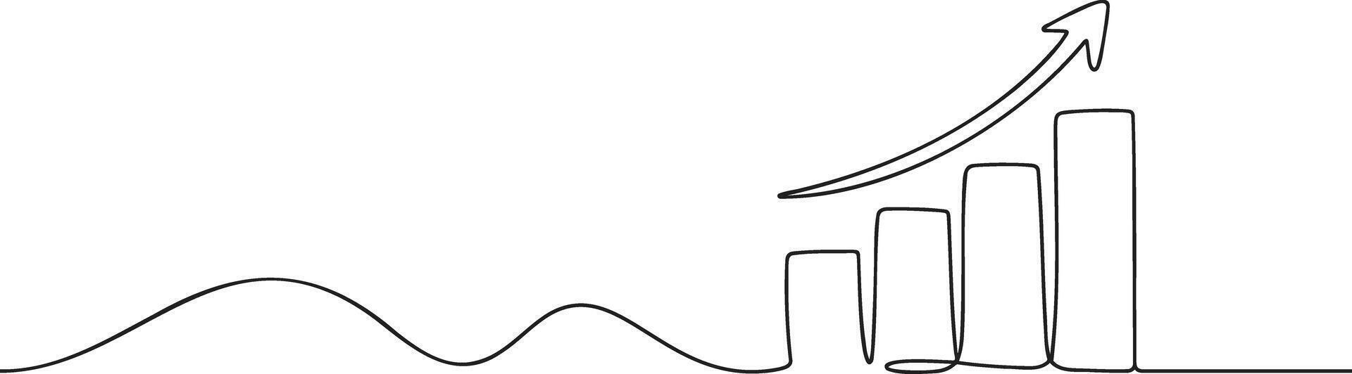 Single Line Art Depicting a Continuous Growth Chart with Arrow Accent vector