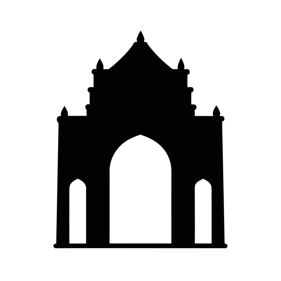 Ancient Archway Tower Silhouette with Smooth Clean Lines Isolated on White Background vector