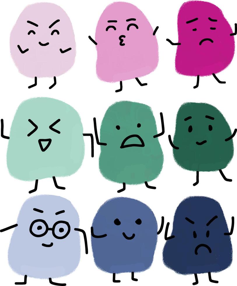 Emotionally Diverse Blob Cute Characters vector