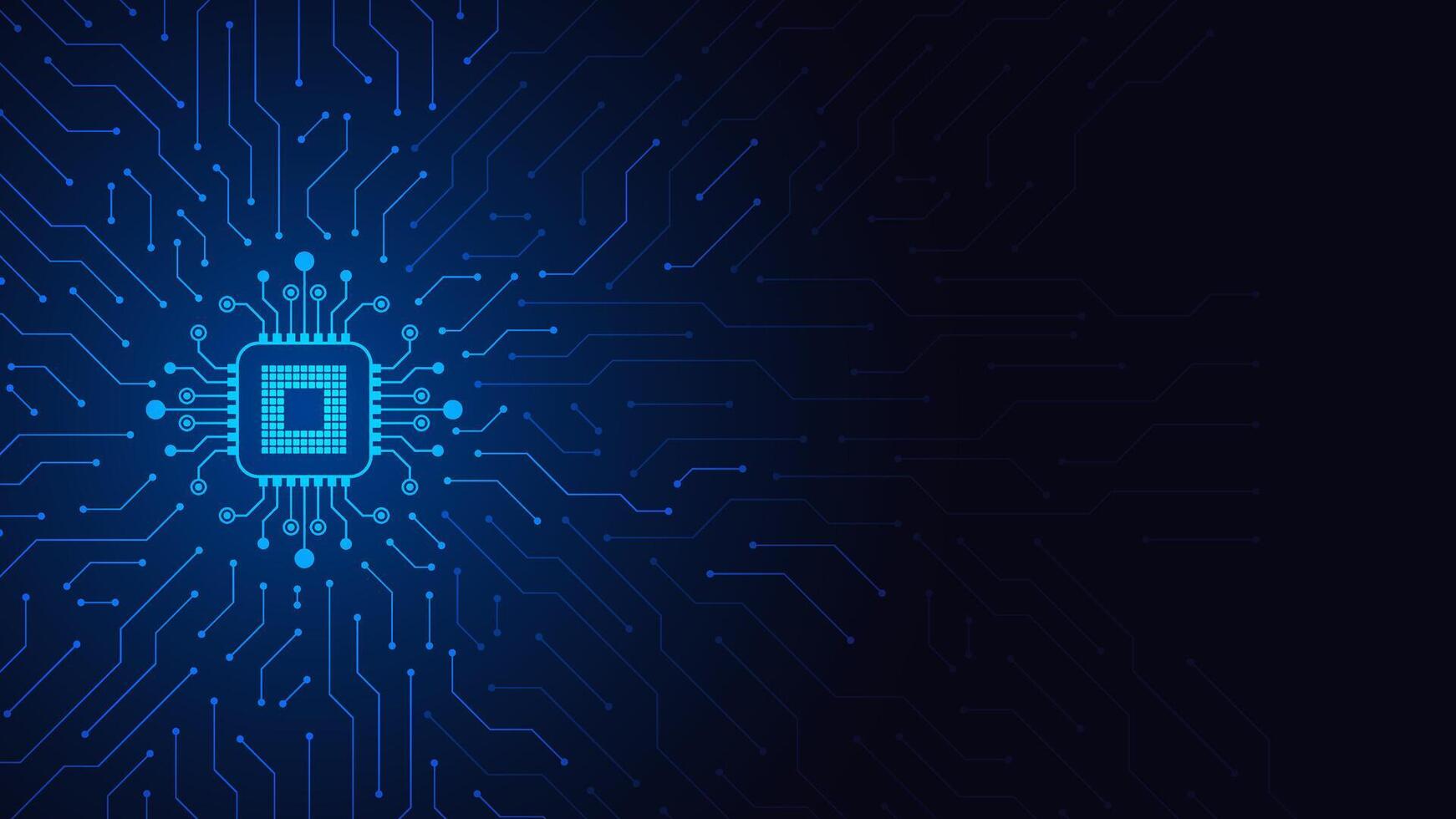 Chip processor on motherboard background. Futuristic microchip processor. Digital chip. Central processing unit technology background vector