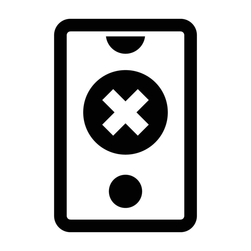 A black and white icon of a button with an x vector