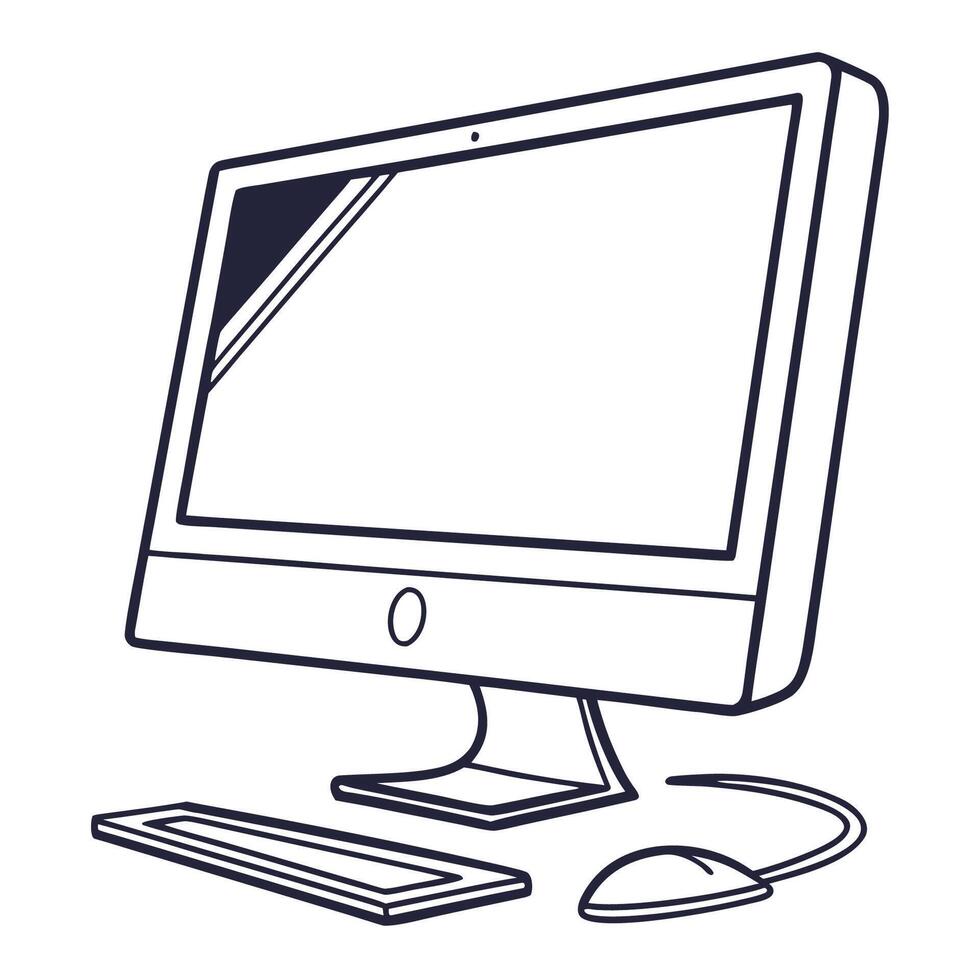 Computer monitor and keyboard icon illustration vector
