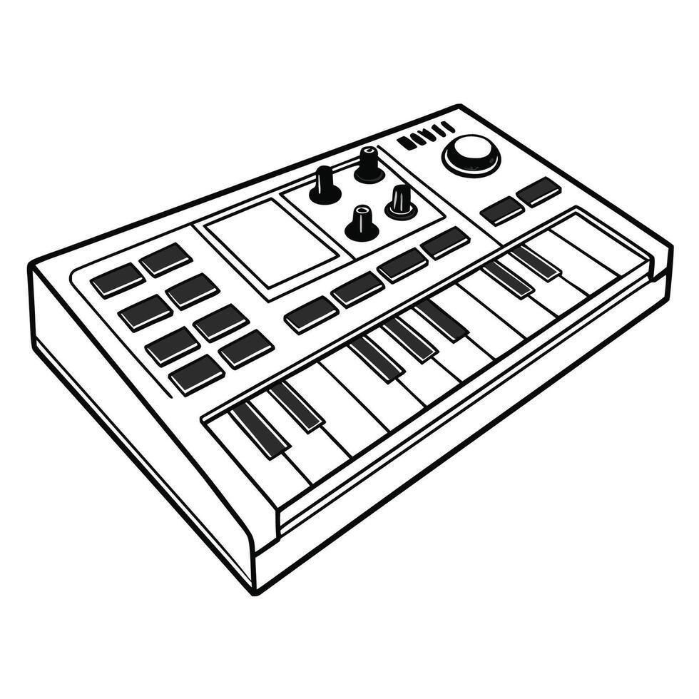 A drawing of a keyboard with a keyboard on it vector