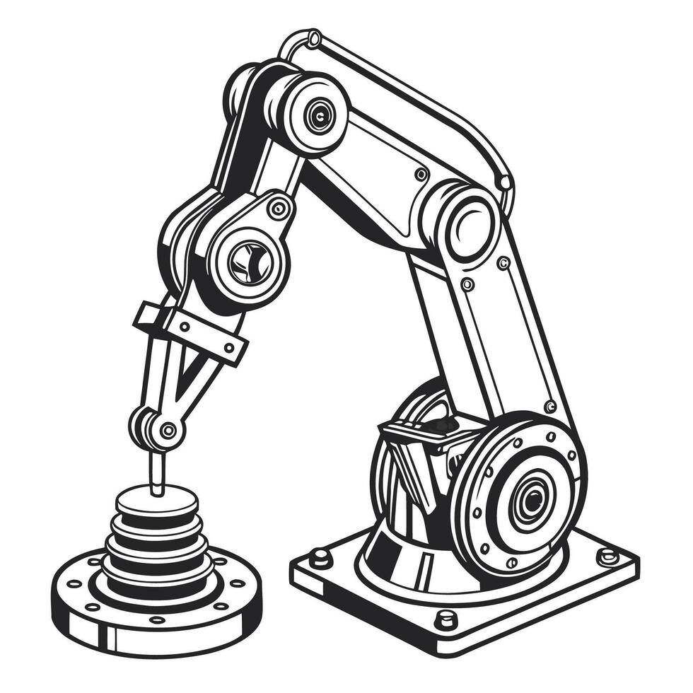 An illustration of a robot arm with a machine vector