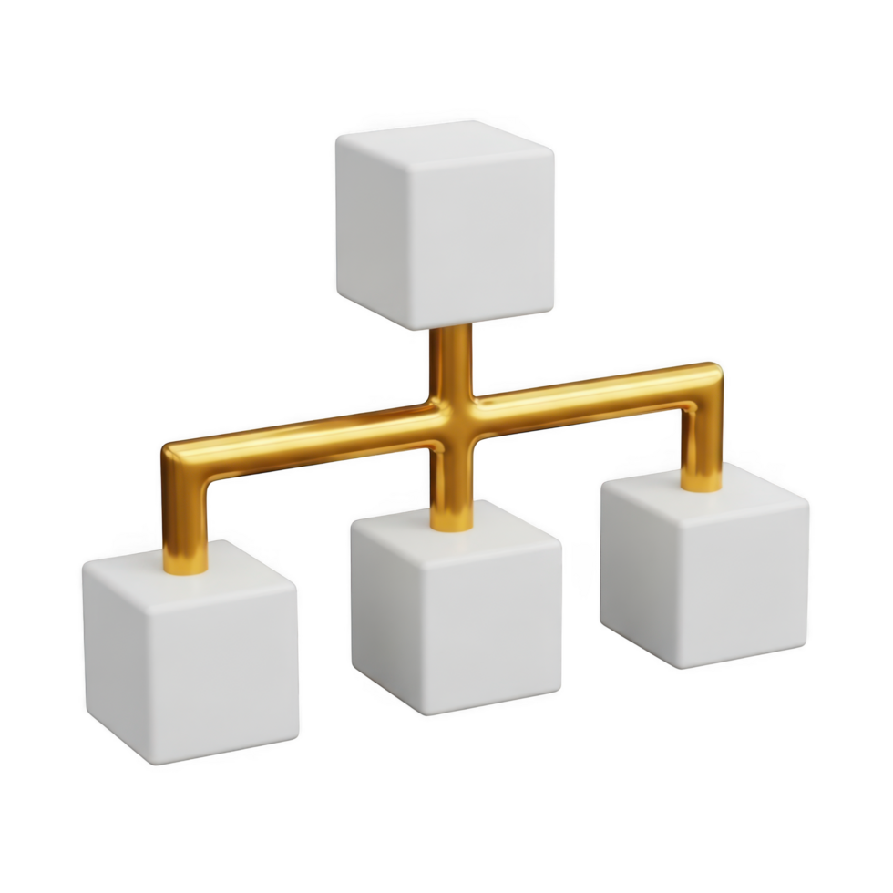 Hierarchical structure with cubes isolated on transparent background for organization png