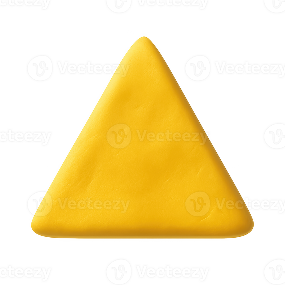 Vibrant yellow modeling clay triangle with soft rounded corners and a tactile uneven surface. png