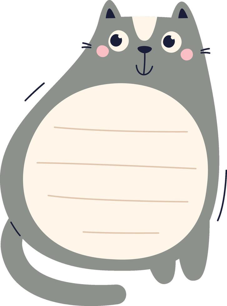 Notebook Sheet With Cat Drawn vector