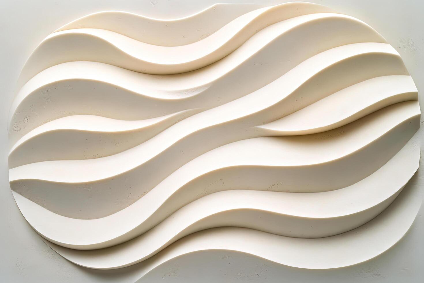 A white circular relief features three dimensional wavy surfaces, creating a textural abstract pattern photo