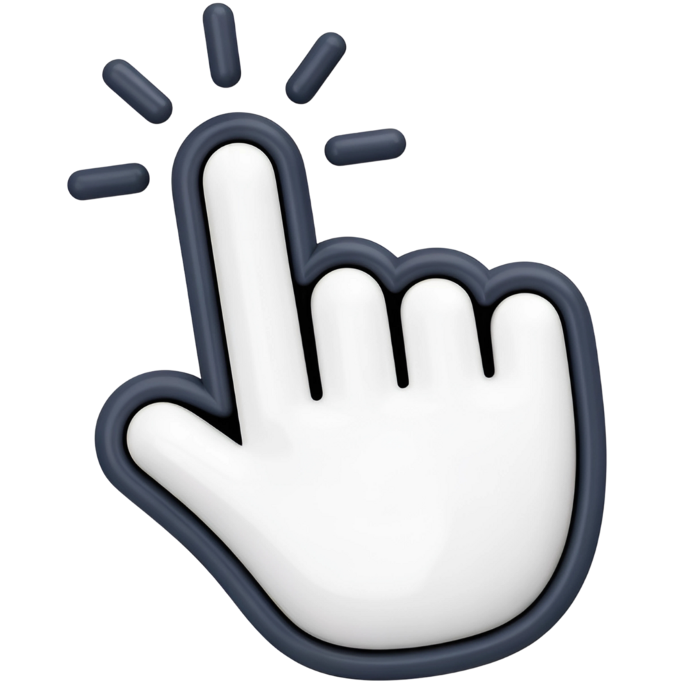 Hand Cursor Icon 3D Render for UI UX Design png