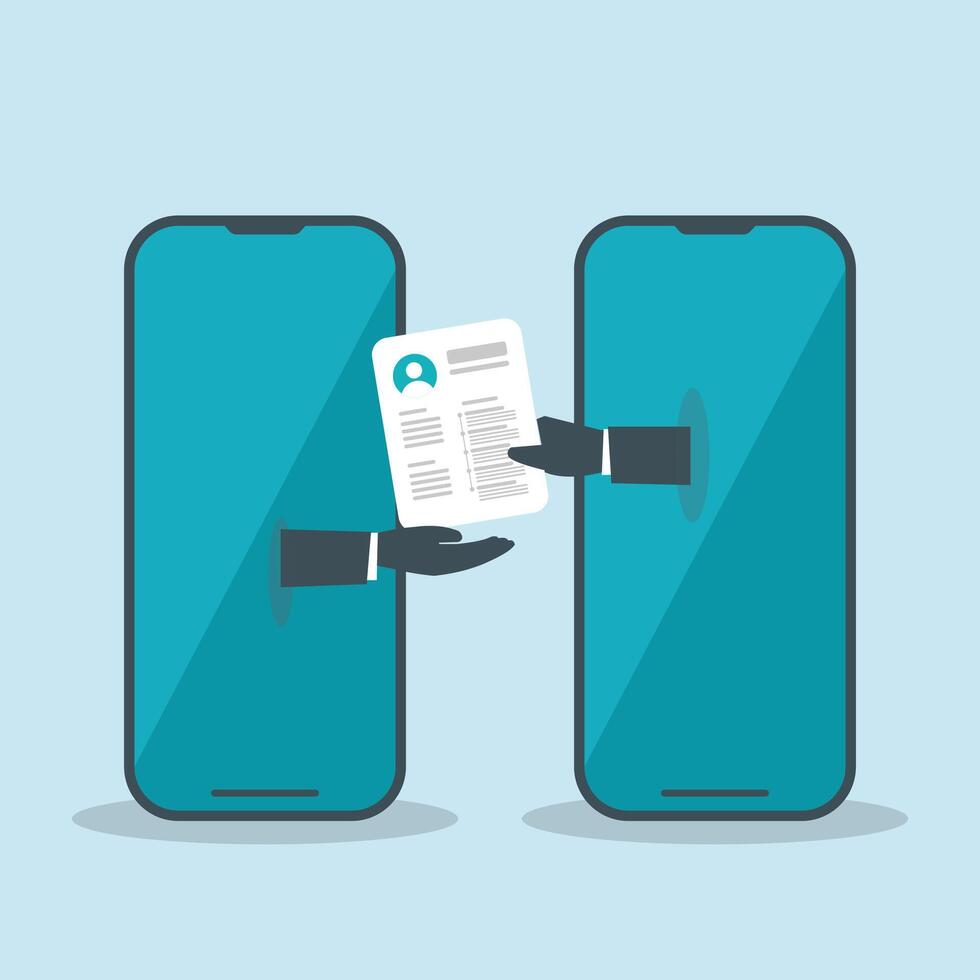 Send and receive online job applications. Looking for job. Stock Illustration vector