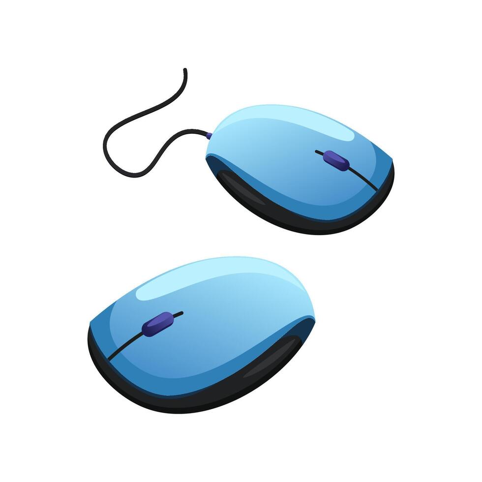 A shiny blue computer mouse in two variants vector