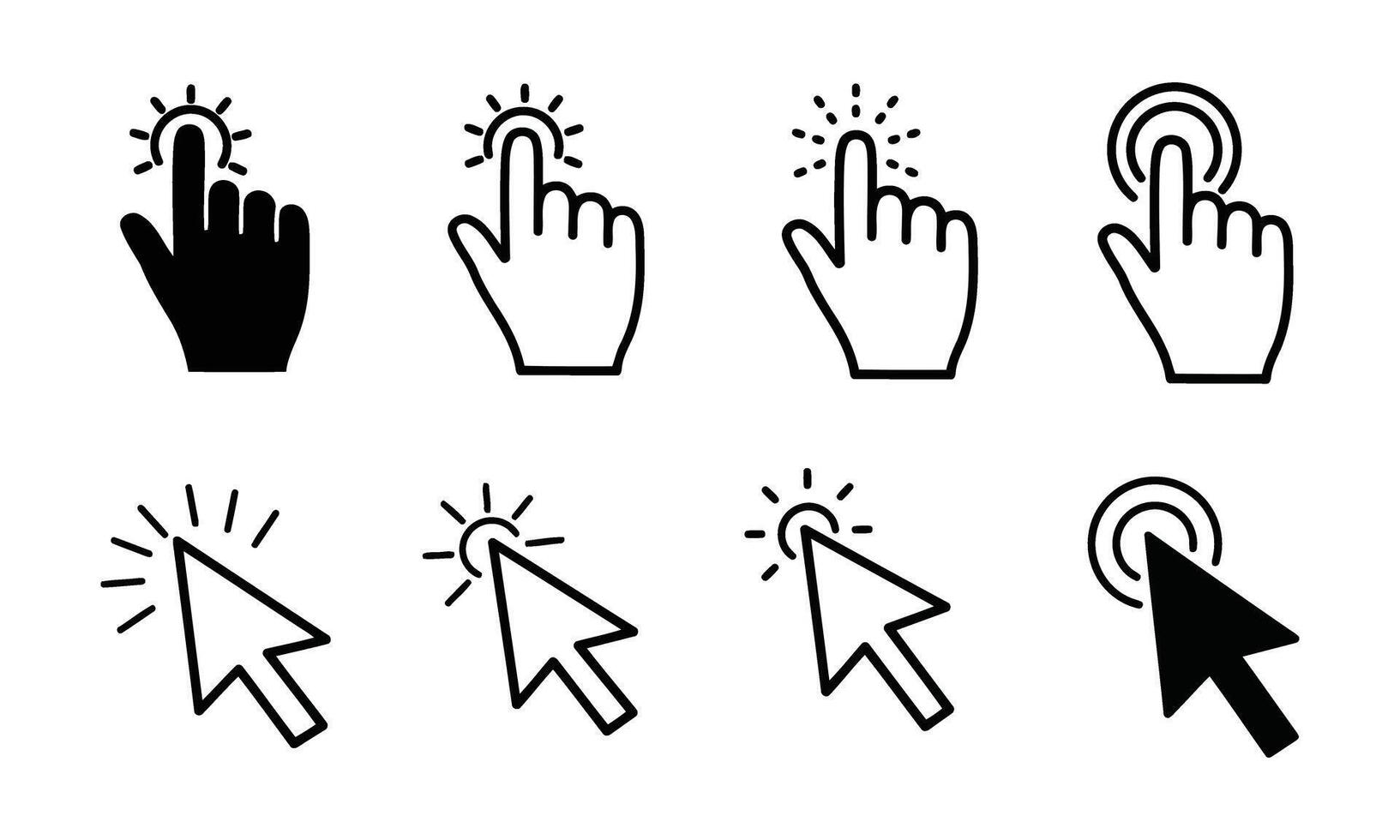 Click here icons for website or app design and development user interface vector