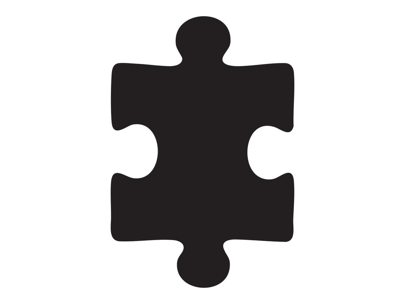 Black silhouette of single puzzle piece, isolated on white background. concept of puzzle, connection, problem-solving, game, education, jigsaw, icon, logo, design element vector