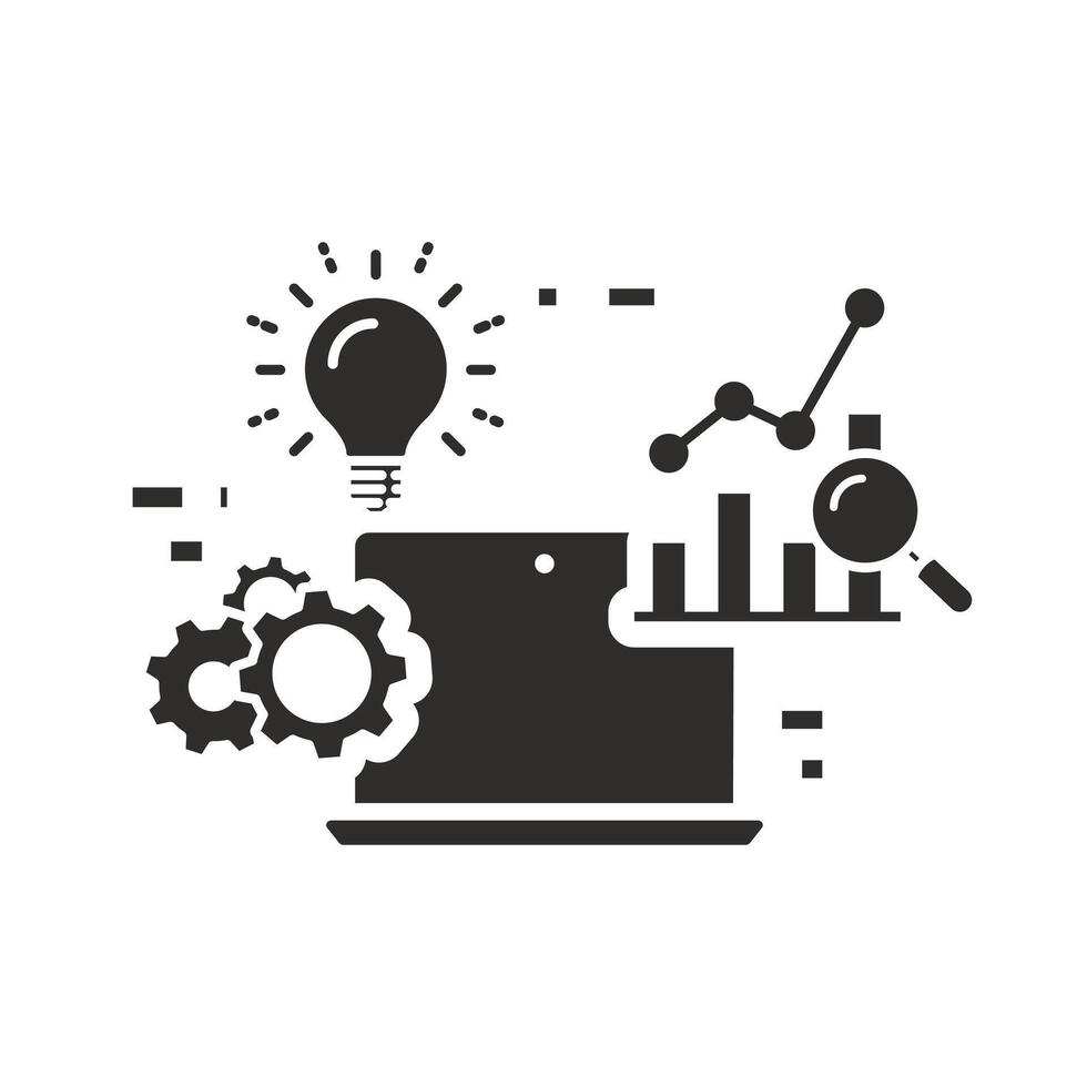 idea strategy, business analytics result icon, database seo, management marketing, enterprise software, analyze growth, optimization social, flat illustration vector