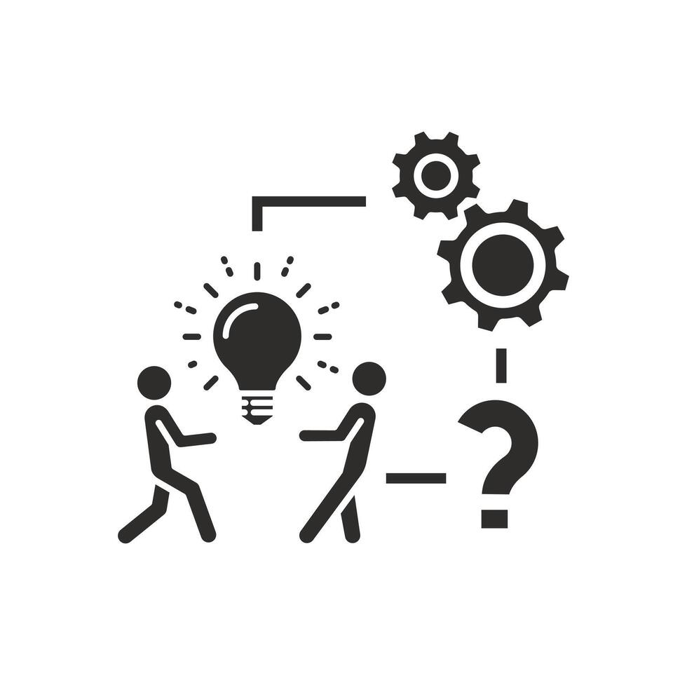 creativo resolviendo pregunta icono, idea solución problema, por qué o quien vector