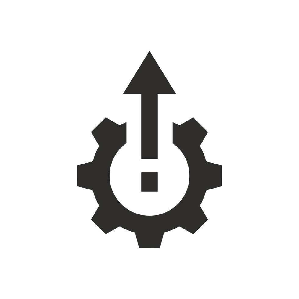 gear with arrow icon, system upgrade, update process, install software, flat illustration vector