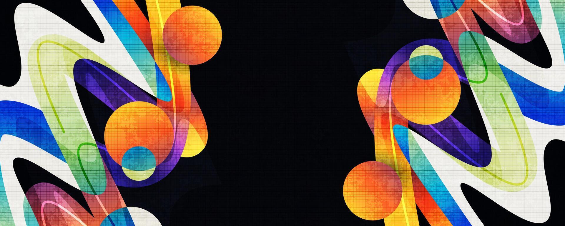 Abstract Background with Colorful Gradient Lines, Circle Shapes and Texture Effects. Modern Cover or Banner Design vector