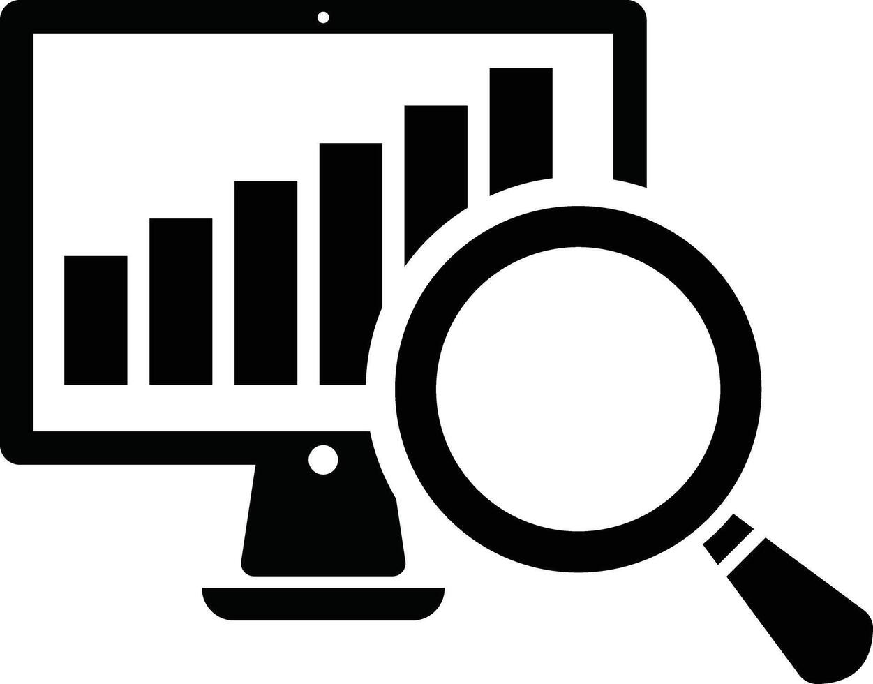 online monitoring report icon. Search data analysis monitoring sign. development icons collection. Magnifying Glass symbol, vector