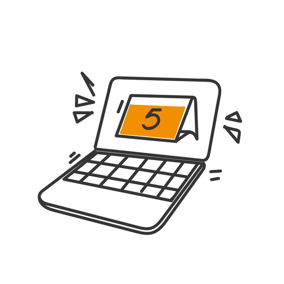 a laptop with a calendar on it and a number 5 vector