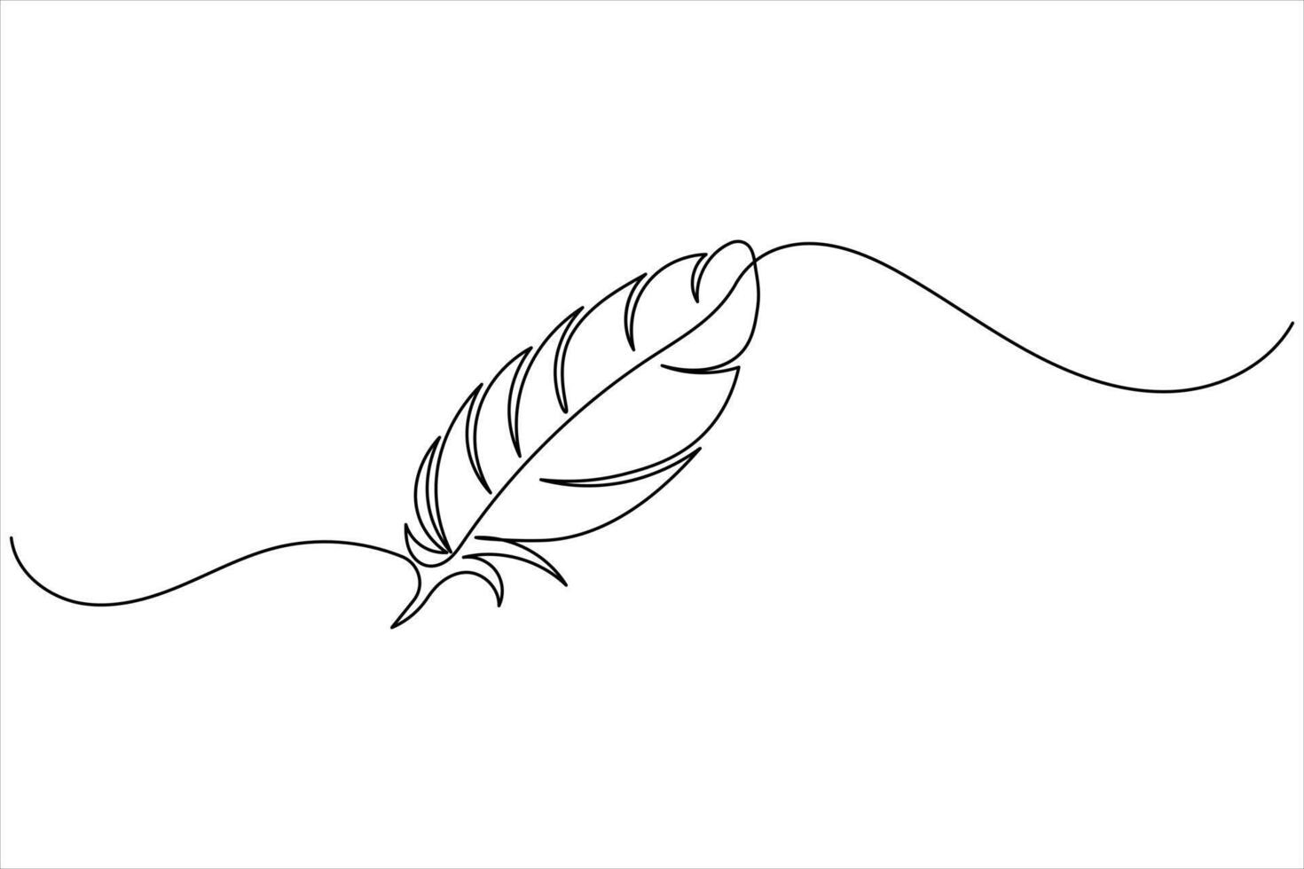 Minimal feather continuous one line elegant sketch on white background vector