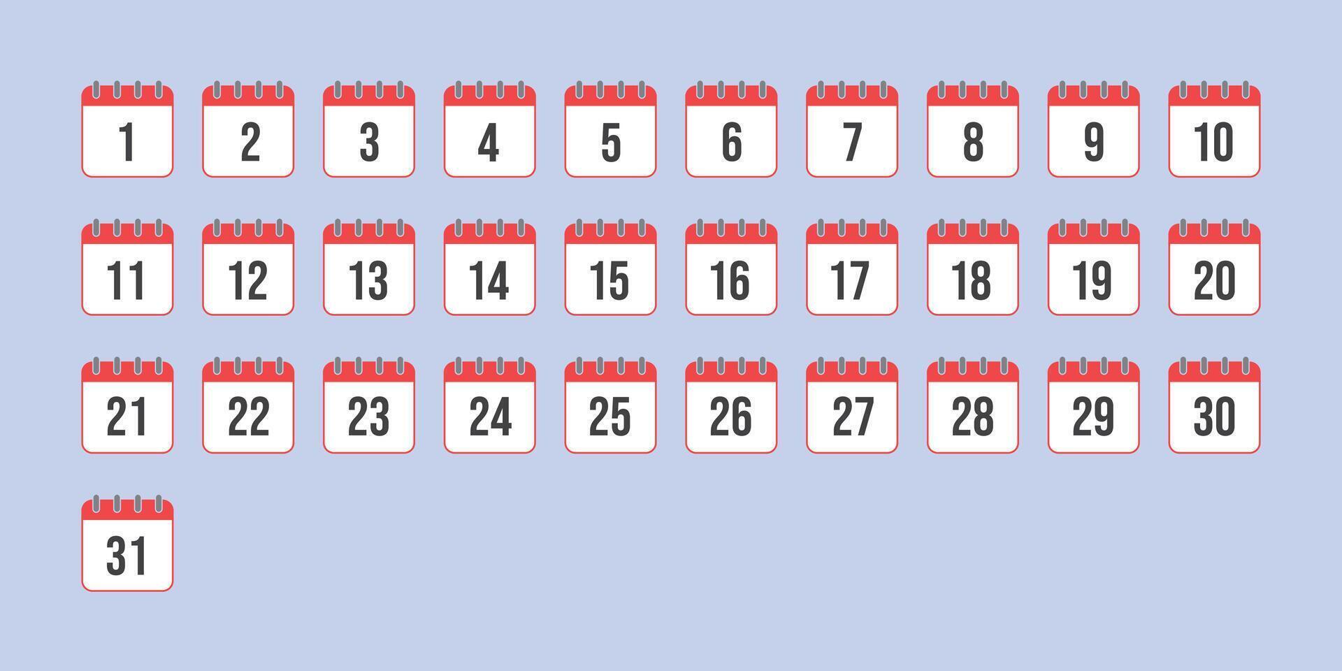 collection of calendar dates for every day of the year. calendar icon vector
