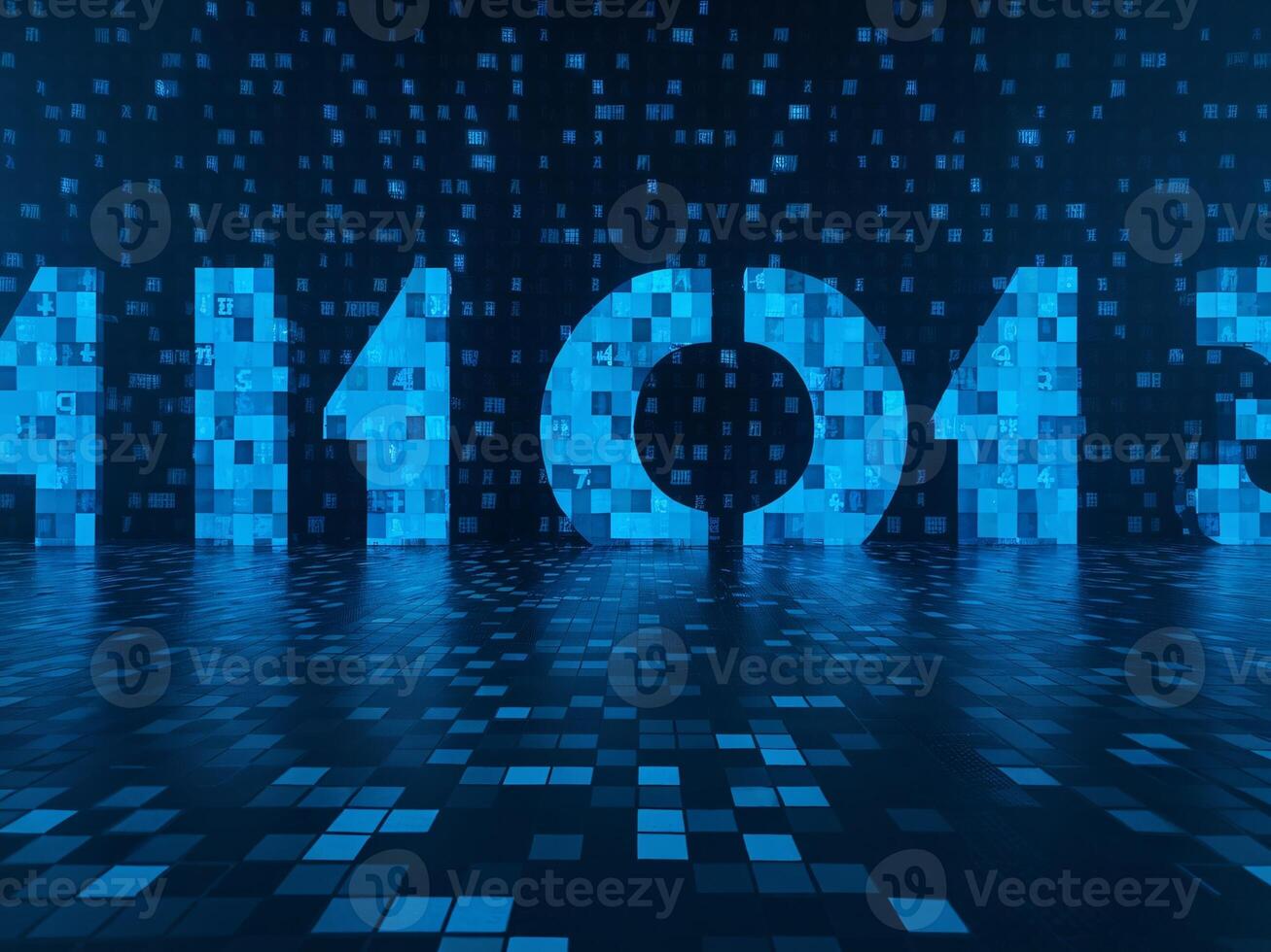 Abstract digital background with glowing blue numbers and pixelated patterns creating a futuristic atmosphere. photo