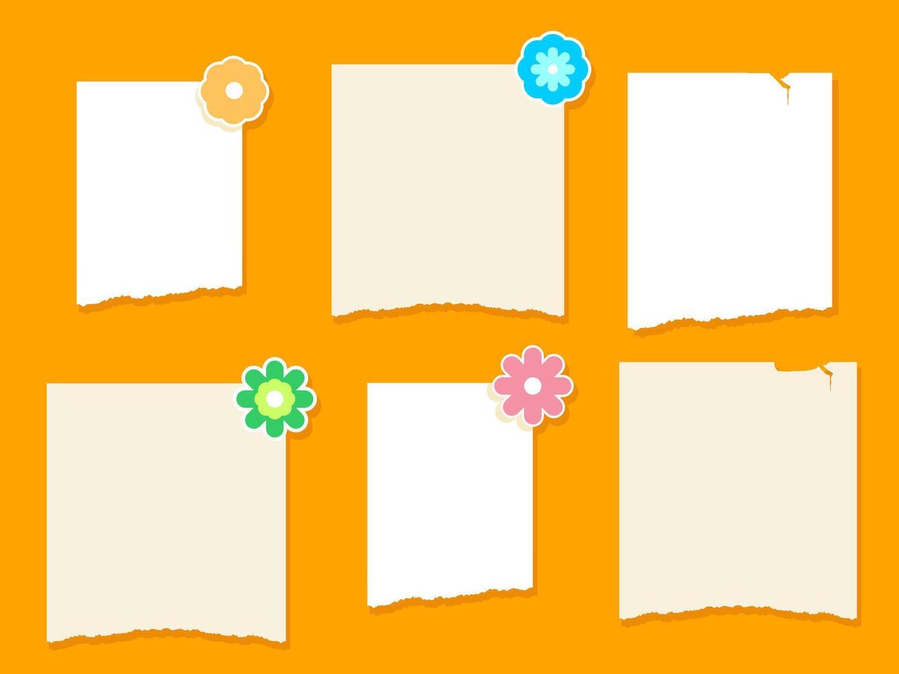 A Set of Blank Tear-Off Paper Notes with Pushpins on an Orange Board for Memos and Reminders vector