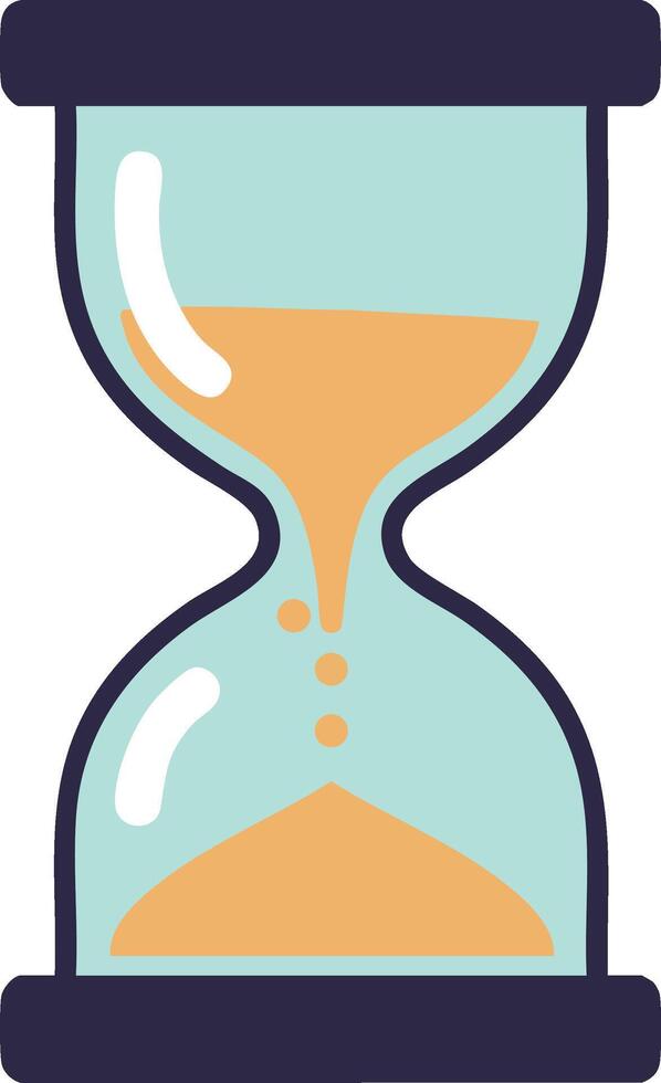 Hourglass timer with flowing sand in simple flat style for time management concepts vector