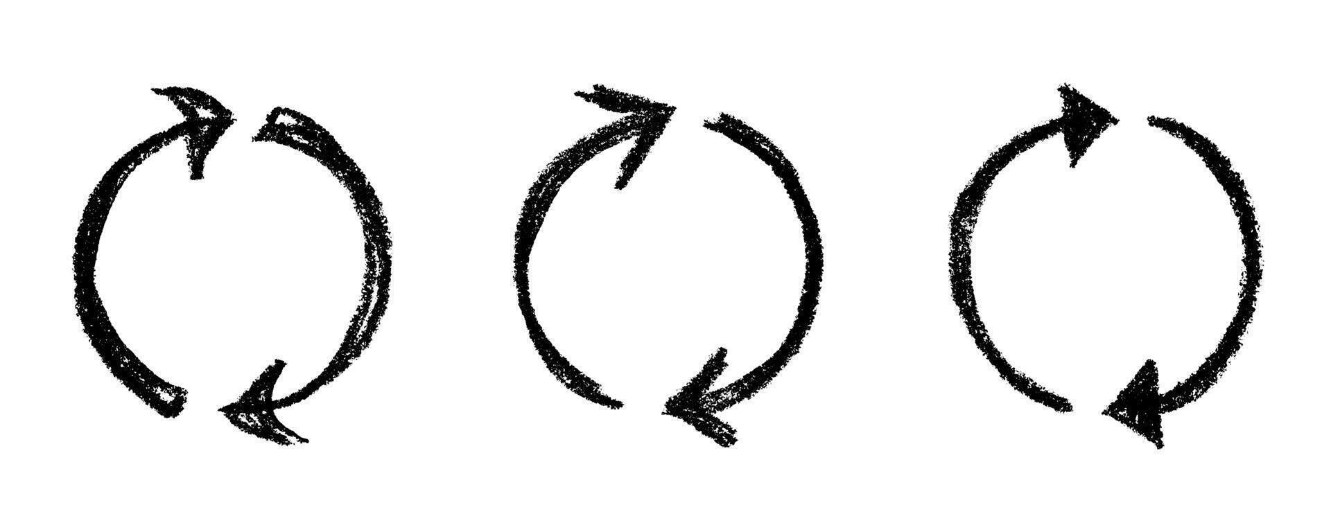 Set of hand drawn recycle arrow icon Recycling resources symbol Reuse of materials, zero waste, green environment, saving the planet waste environment vector