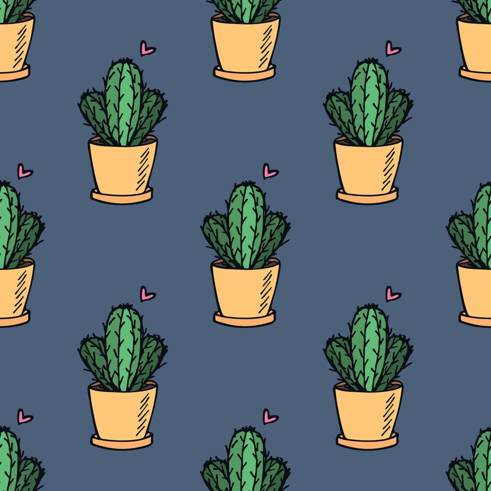 print pattern Seamless pattern with cactus doodle for decorative print, wrapping paper, greeting cards and fabric vector