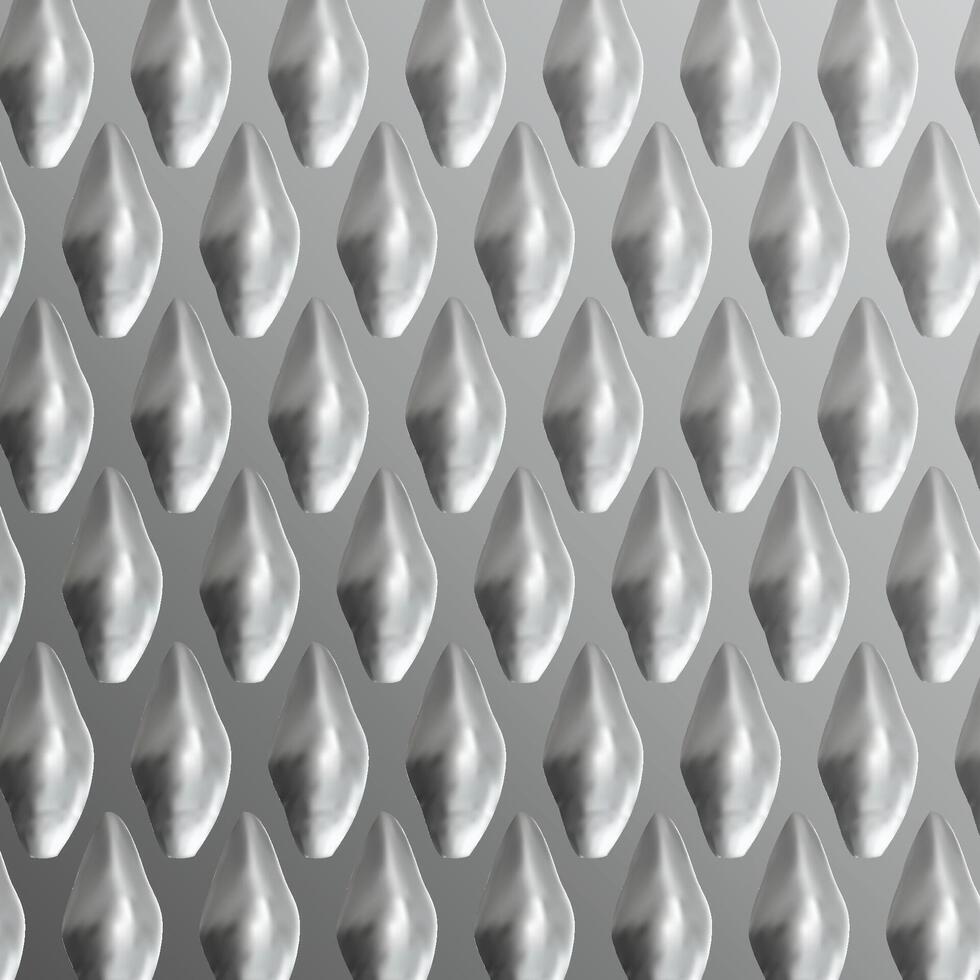 metallic 3D abstract texture with smooth, organic shapes in a repeating geometric pattern, silver gradient background. vector
