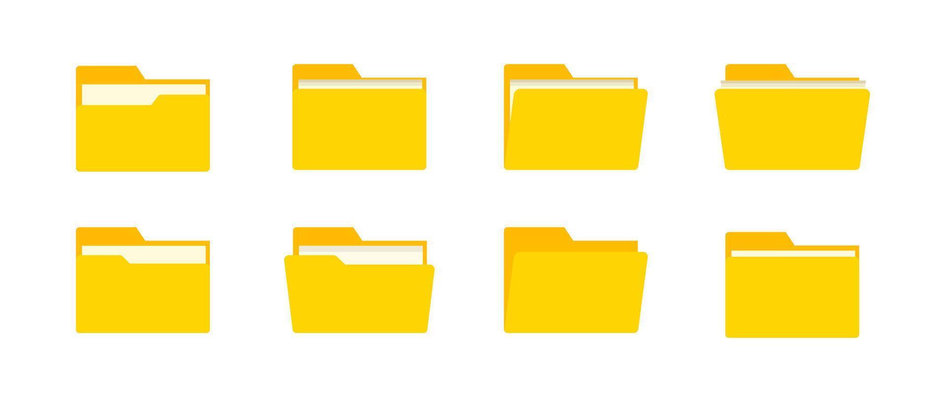 Yellow Document Folder Icon set, Mail symbol, Computer Graphic design in Flat style, Business illustration. vector