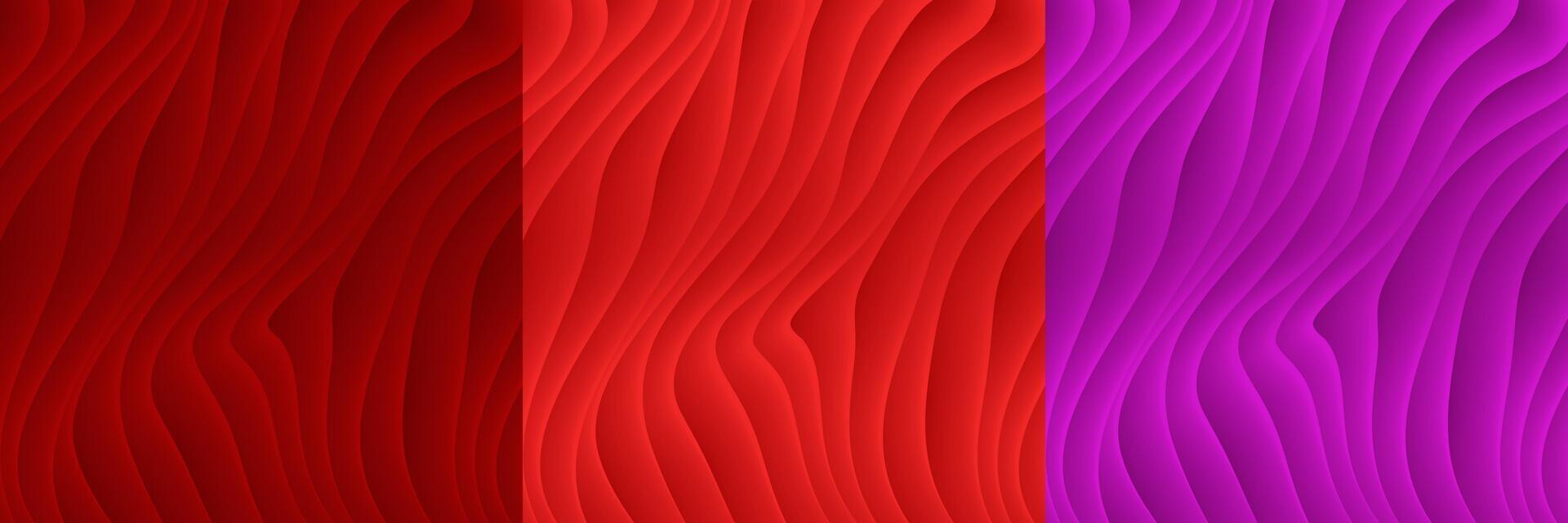 Set of abstract scenes with wavy pattern. Collection of luxurious soft multilayer striped backgrounds. vector