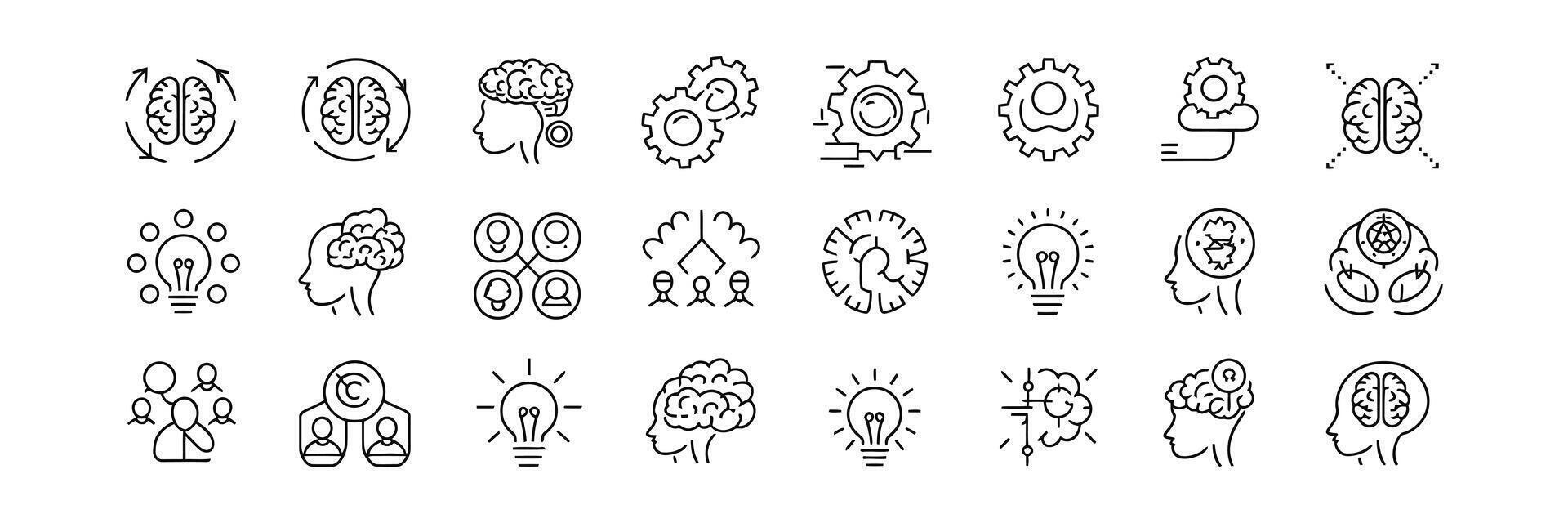 Creative Thinking Idea Line Icons Set on Transparent Background Design Collection vector
