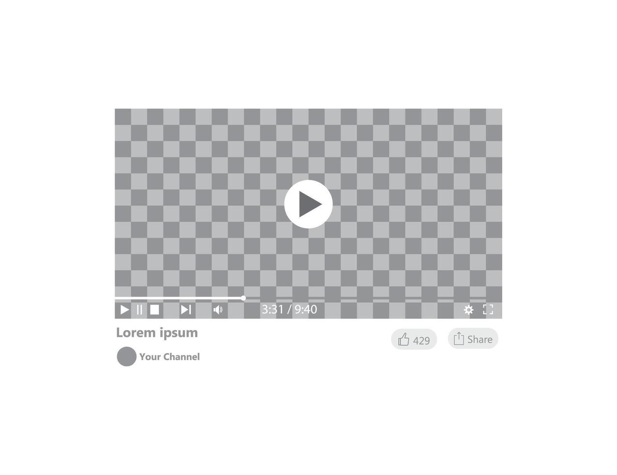 Interface Mockup Showing Player Controls and Placeholder Content. vector