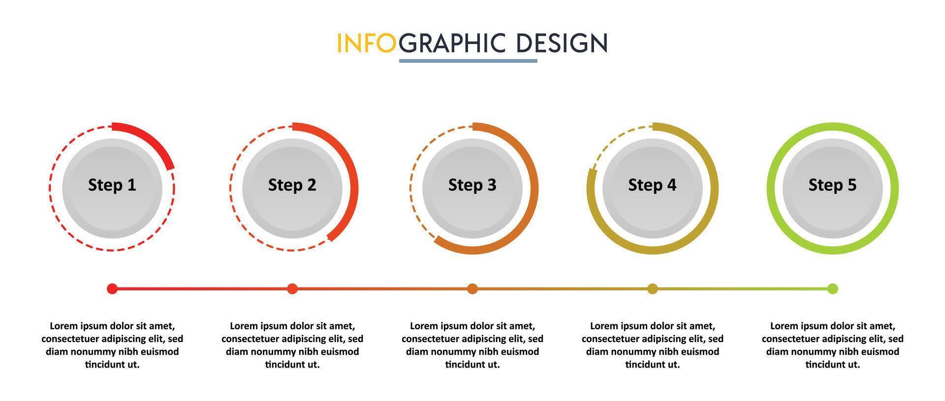 Modern circular diagram with 5 options. Great for business concepts, data visualization, and creative presentations vector