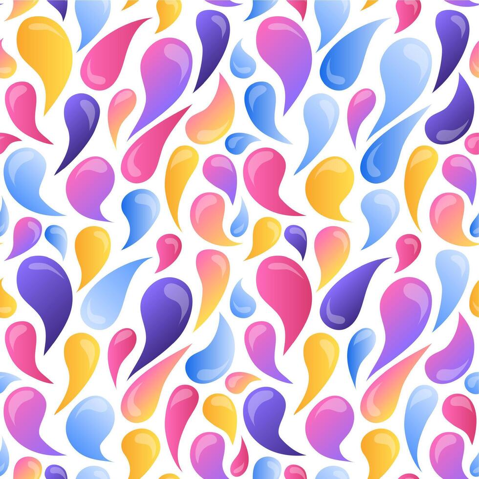 Seamless multicolored gradient pattern. Hand drawn elements. Abstract ornate seamless background. Rainbow drops vector
