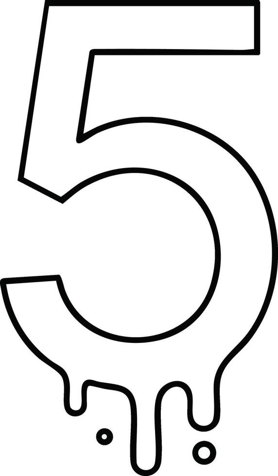 Number five with dripping effect outline style illustration design for creative projects and graphic art use vector
