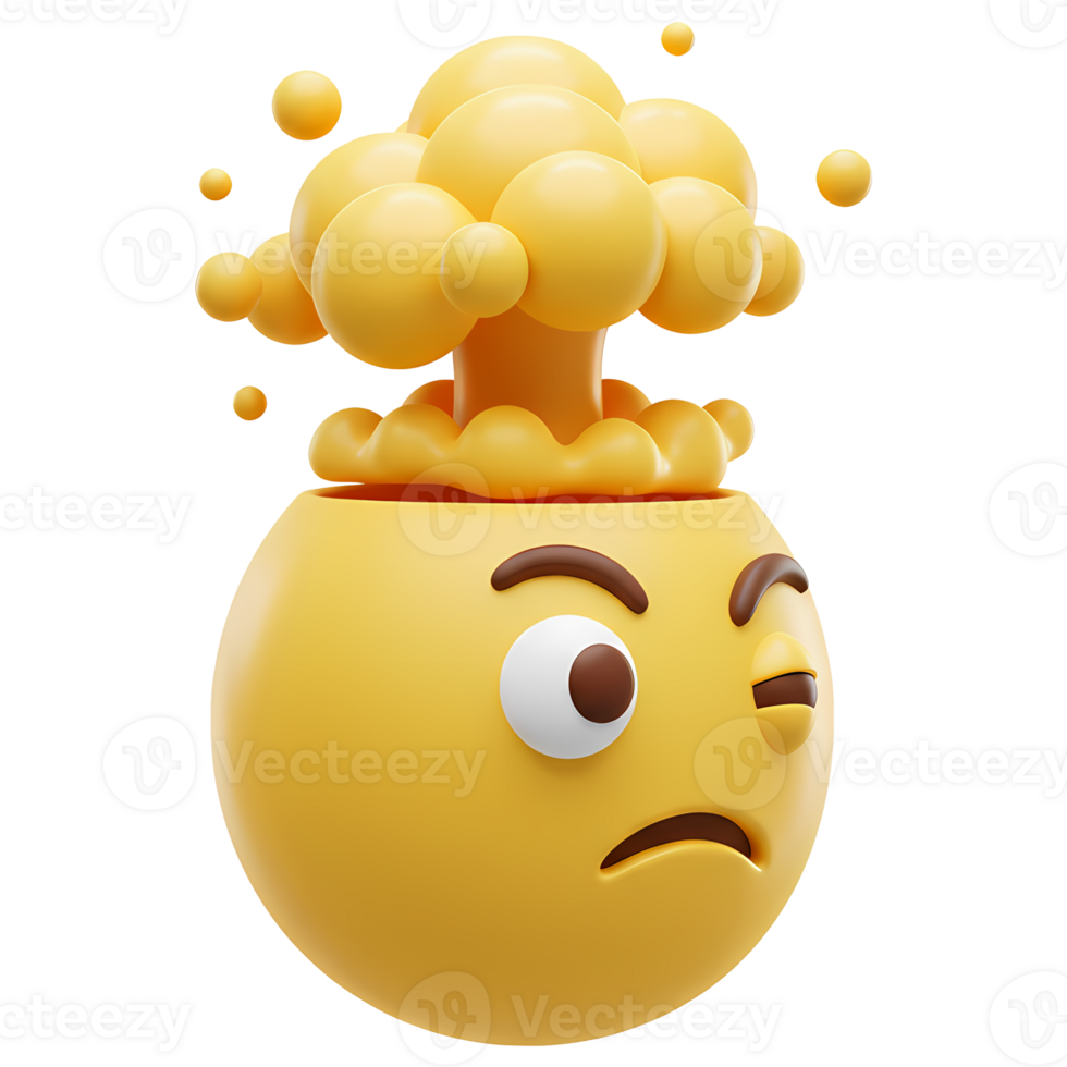 un' giallo emoji con un' confuso espressione e un' nube In arrivo su di suo testa nel un' stilizzato rendere su trasparente sfondo png