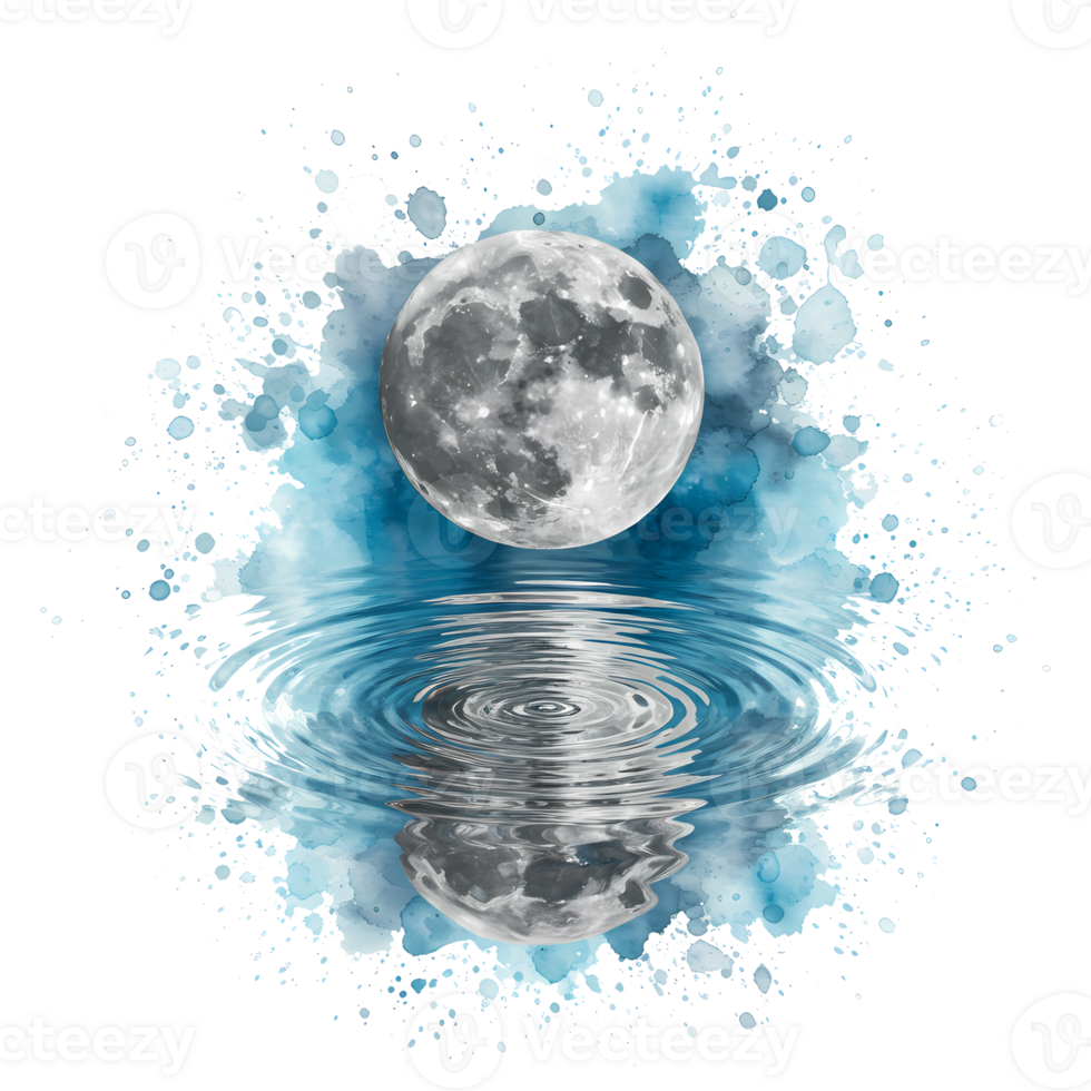 un' pieno Luna con visibile crateri e un' luminosa splendore circondato di pixelated bordi e colore macchie su trasparente sfondo png