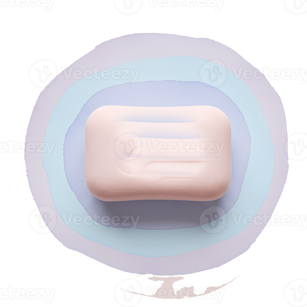 aérien vue de une bar de savon sur une lumière bleu surface avec une circulaire pente conception autour il sur transparent Contexte png